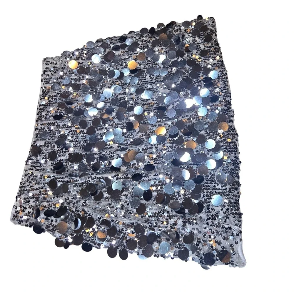Silver Sequin Mini Skirt Metallic‎ Disc Party Festival Night Out Shiny Womens
